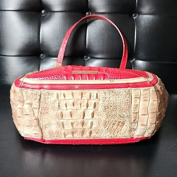 Brahmin Marianna Ember Fuego Genuine Croc Embossed Leather Shoulder Bag - Picture 3 of 12